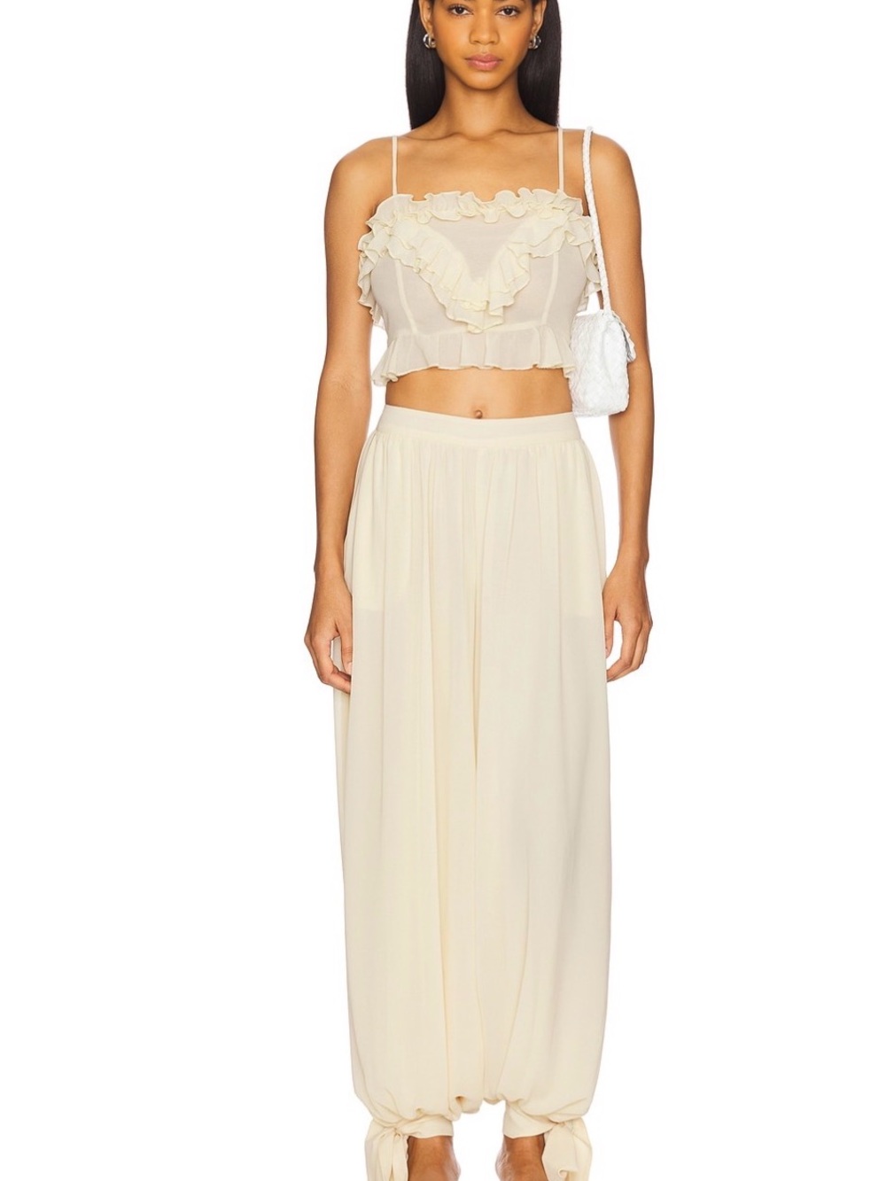 Bardot Cream Ruffle Cami Set